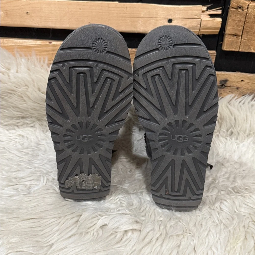 UGG‎ Mini Bailey Bow II Shimmer Ankle Boots Gray With Bows 1125795 Womens Size 9
